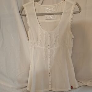 EDC Cream Fitted Tank Top Blouse